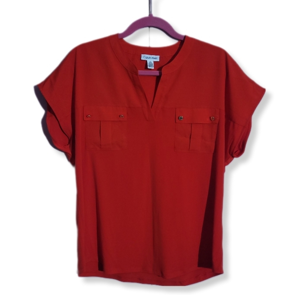 Calvin Klein red blouse sizes L